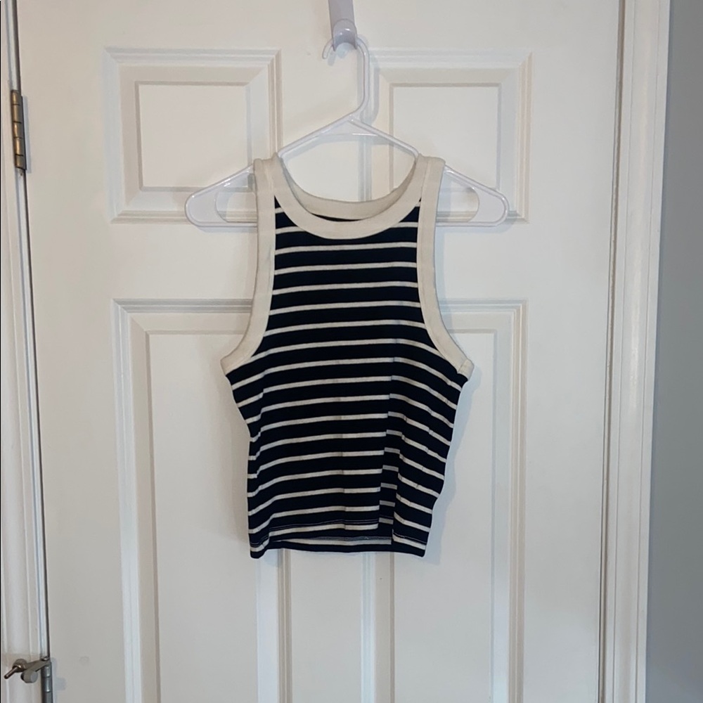 GAP Black and White Fitted Crop Tank Top